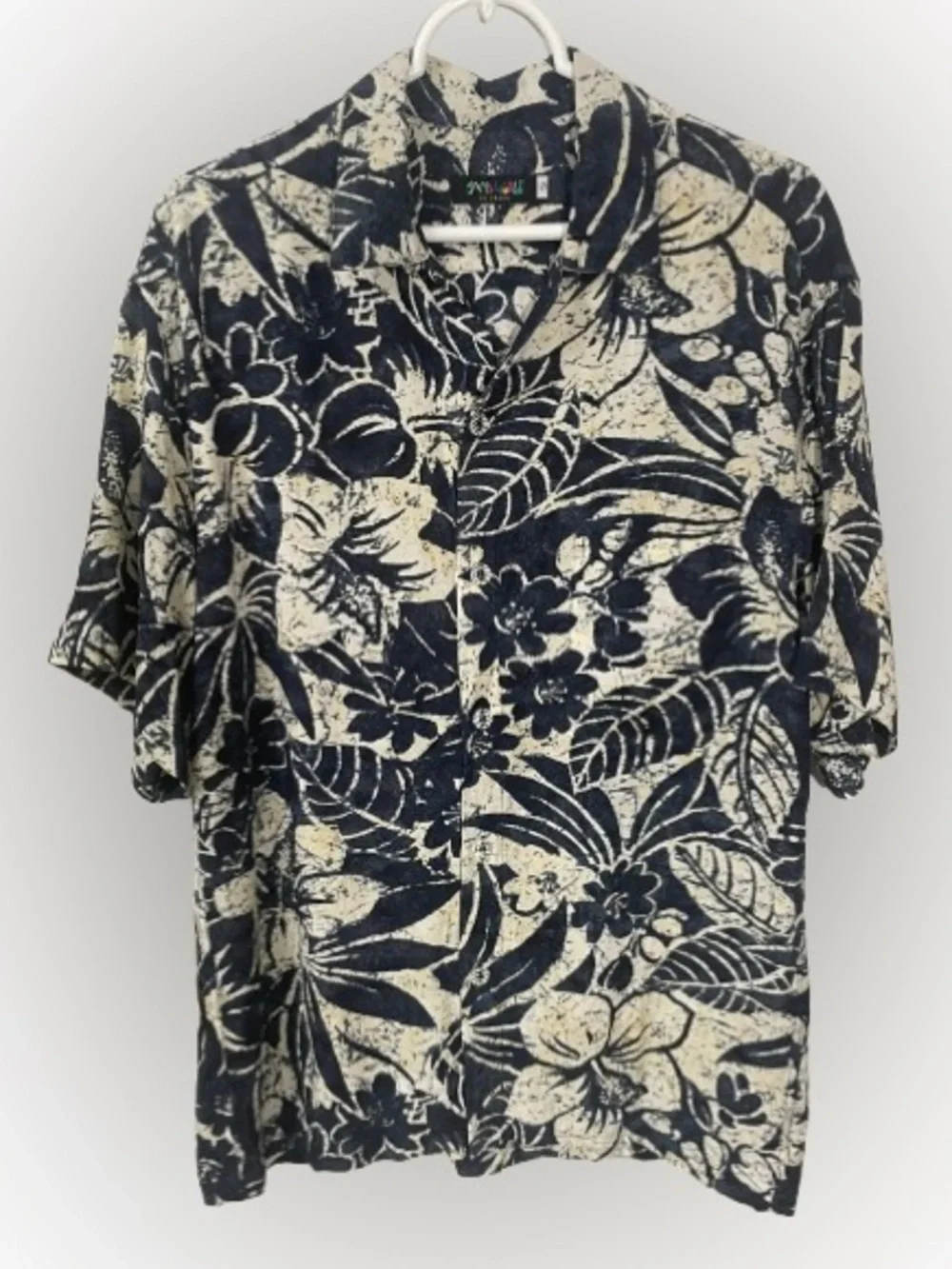 Jams World Shirt Men’s Small Hawaiian Rayon Floral Crepe Koa Indigo Aloha - Picture 1 of 8
